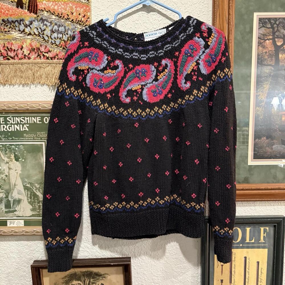 Vintage 80s/90s RARE‎ Northern Isles Hand Knit Designer Sweater Size Small